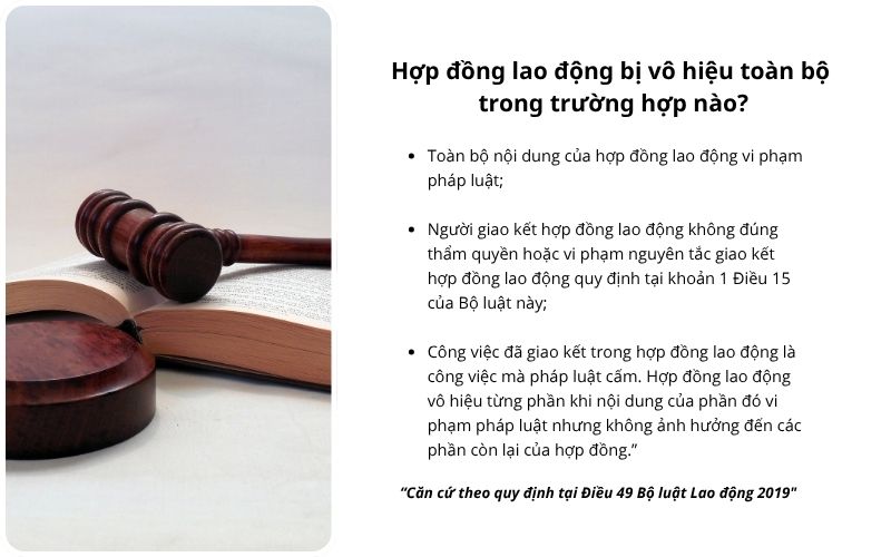 Hợp đồng lao động vô hiệu toàn bộ trong trường hợp nào?