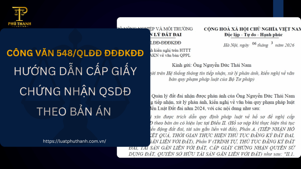 Công văn 548/QLĐĐ-ĐĐĐKĐĐ- Hướng dẫn cấp Giấy chứng nhận QSDĐ theo bản án